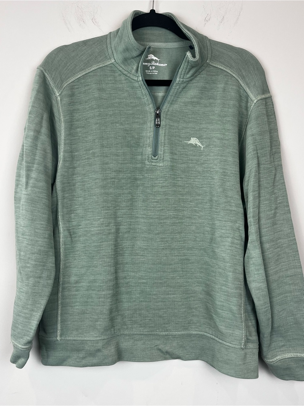 Tommy Bahama Men's Sage Green Quarter-Zip Pullover Sweater Size Small